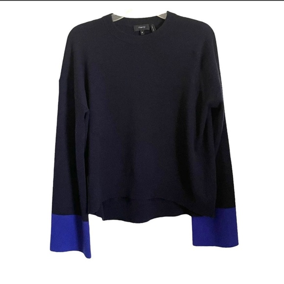 Theory Slouchy Crew Charmant Bell-Sleeve Wool Cashmere Sweater Small - Picture 4 of 8